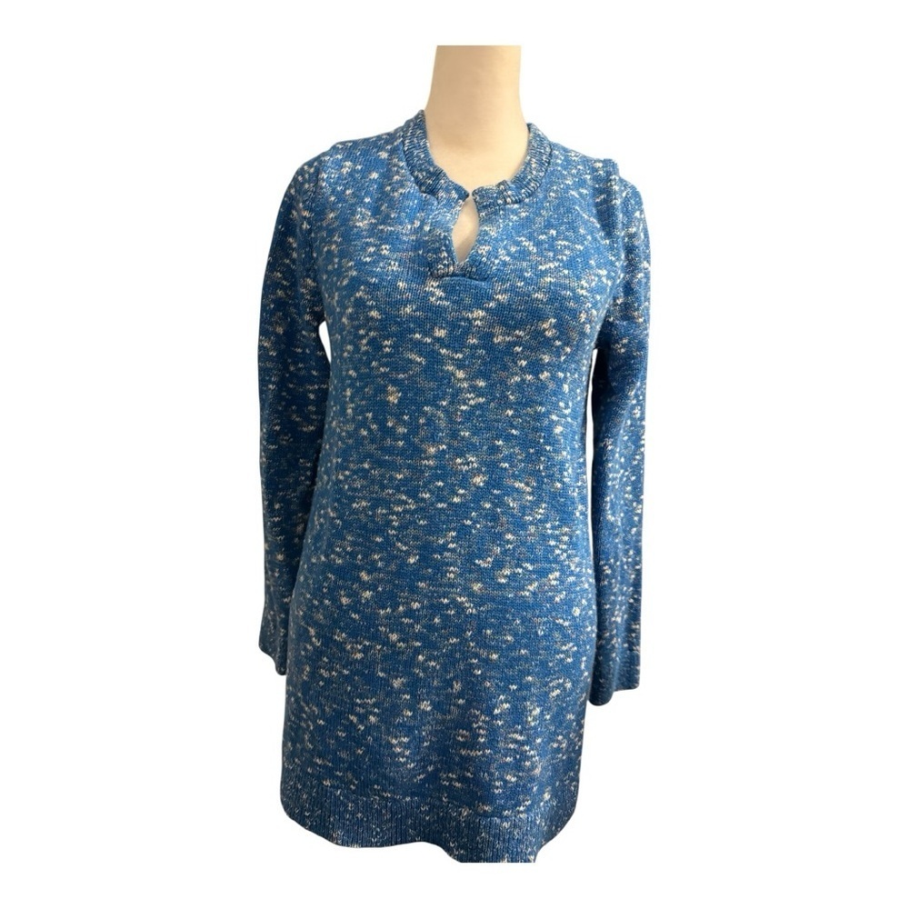 Lands End Blue Speckled Long Comfortable Warm Sweater XS